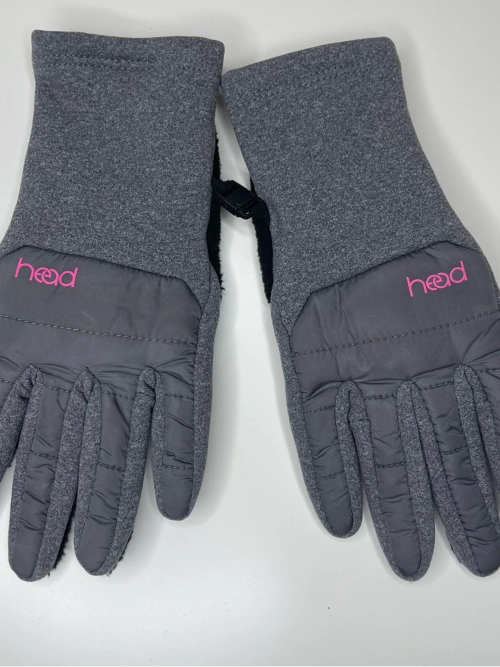 Girl's Head Hybrid Winter Gloves (Gray Heather / Pink) Youth Size MEDIUM
